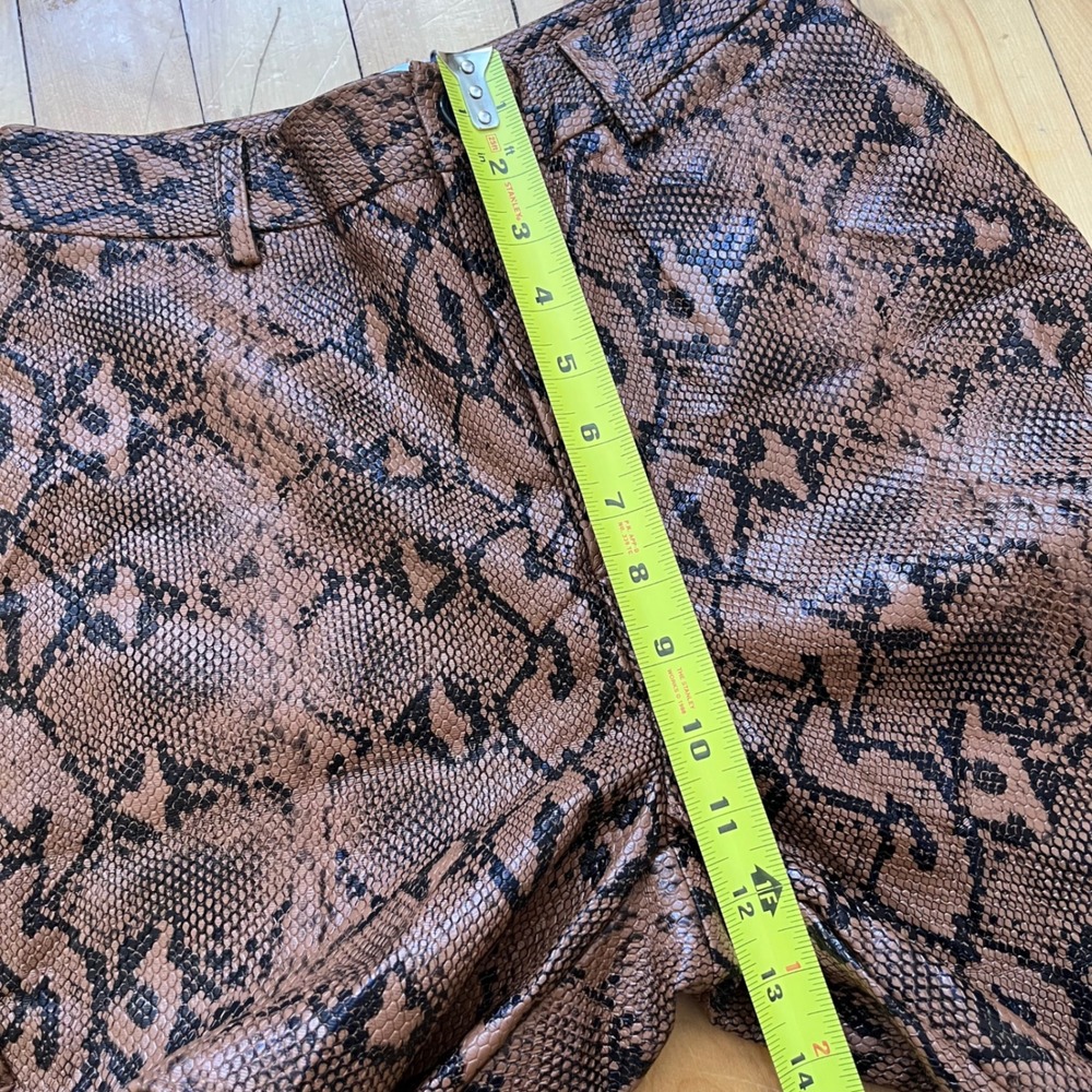 Princess Polly Snake Print Faux Leather Wide Leg Pants Brown Black Size 2 - Picture 2 of 7